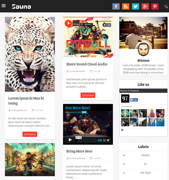 Top 10 free responsive blogger templates for 2021 which will make your blog look amazing 5 Sauna grid bthemez