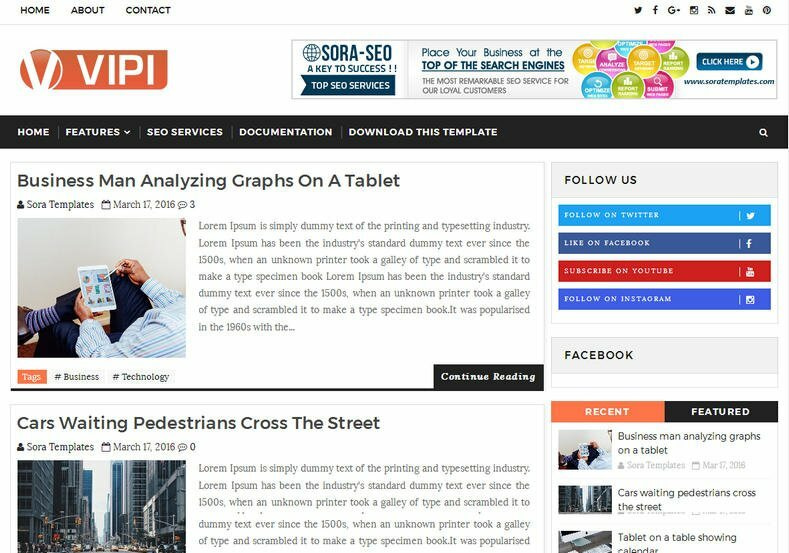 Top 10 free responsive blogger templates for 2021 which will make your blog look amazing 8 VIPI Blog Blogger Template 2